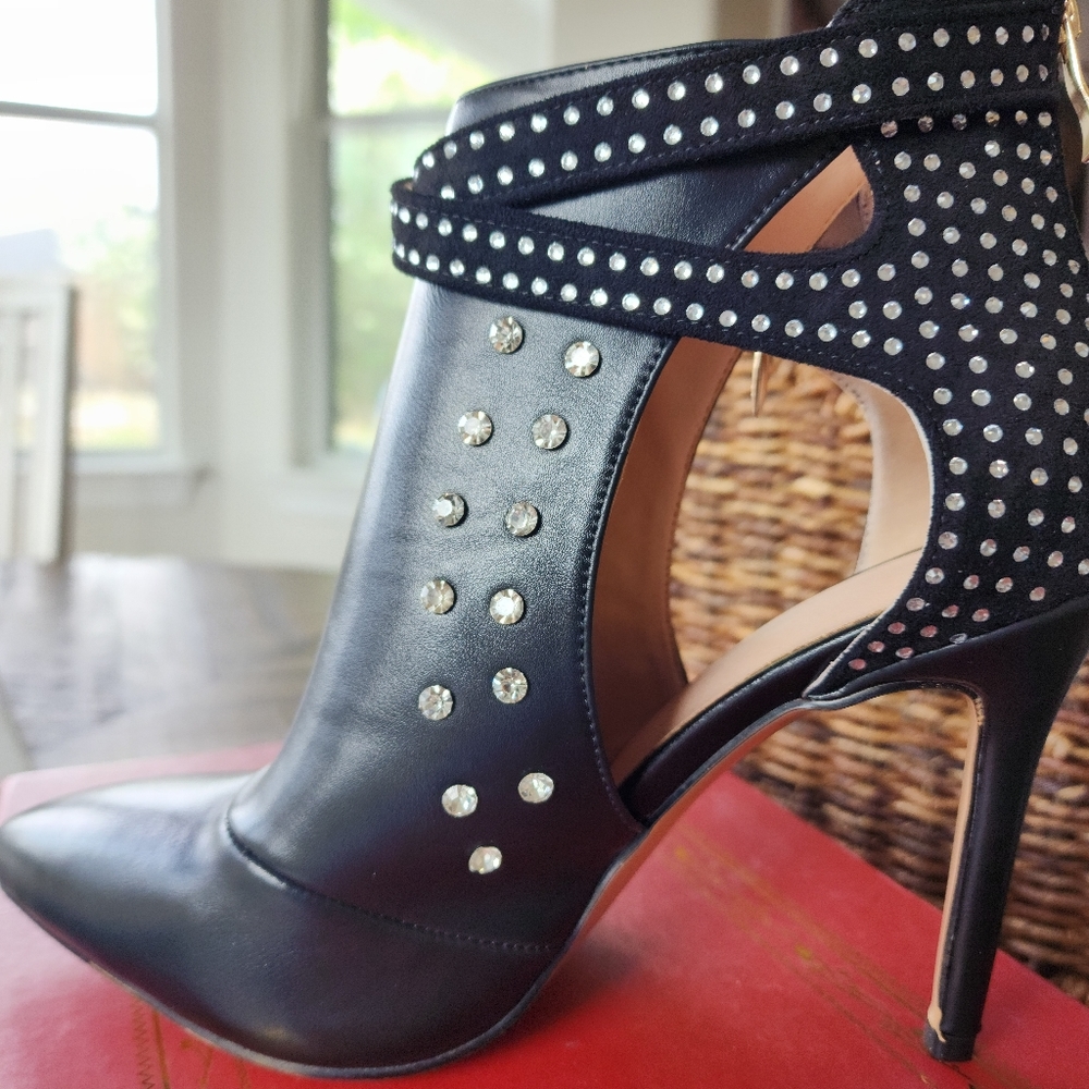 Sexy black ankle boots with high heel